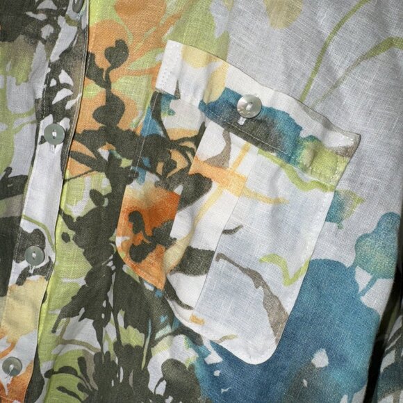 Chico's No-Iron Linen Floral Paradise Shirt Size: 2 US Size 12 - Picture 9 of 16